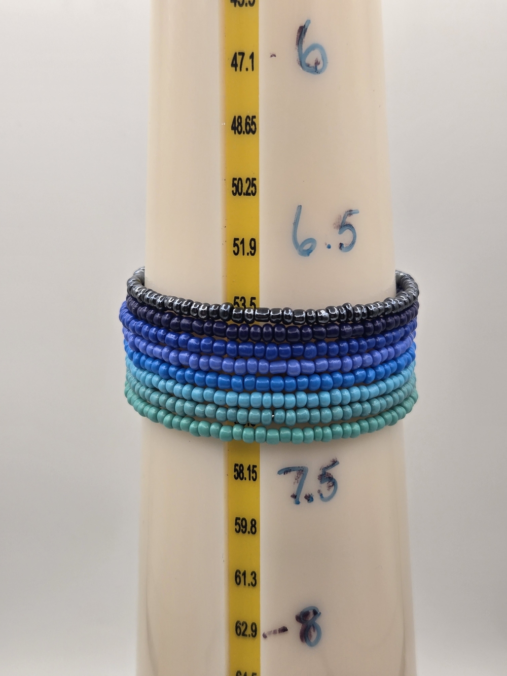 Coiled Seed Bead Bracelet Set in Turquoise & Blues - Picture 2 of 4